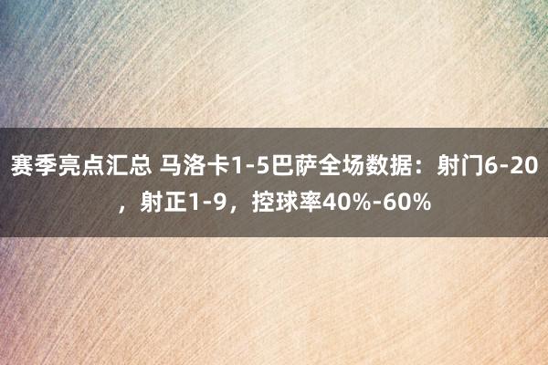 赛季亮点汇总 马洛卡1-5巴萨全场数据：射门6-20，射正1-9，控球率40%-60%