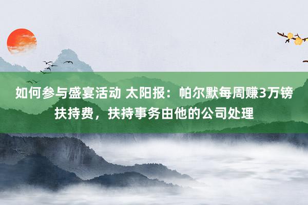 如何参与盛宴活动 太阳报：帕尔默每周赚3万镑扶持费，扶持事务由他的公司处理