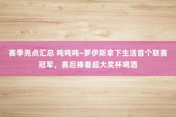 赛季亮点汇总 吨吨吨~罗伊斯拿下生活首个联赛冠军，赛后捧着超大奖杯喝酒