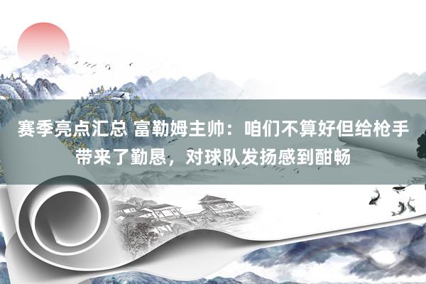 赛季亮点汇总 富勒姆主帅：咱们不算好但给枪手带来了勤恳，对球队发扬感到酣畅